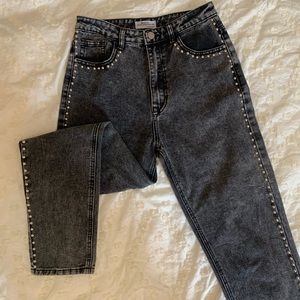 Nastygal Washed Black Studded Detail Jeans